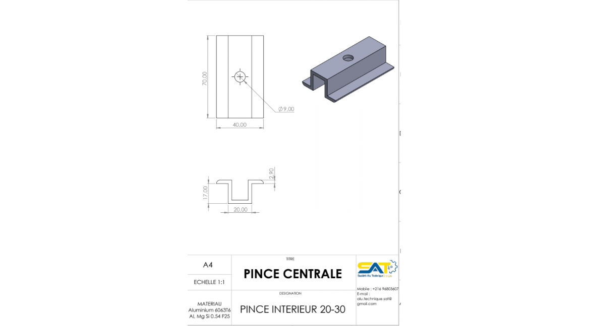 PINCE INTÉRIEURE 20mm pour...
